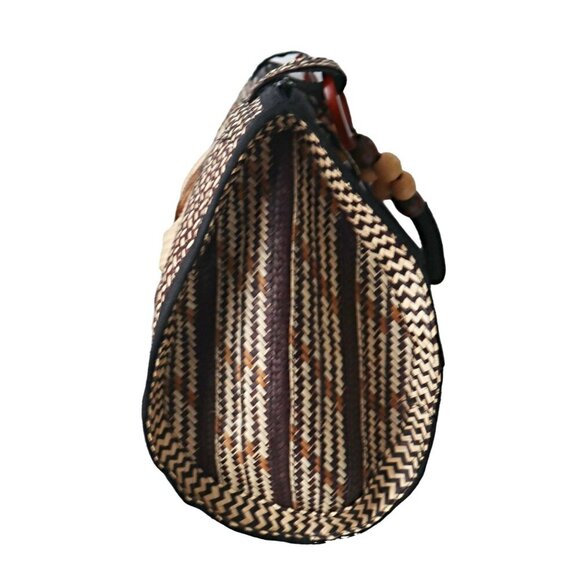 Vintage Handmade Colombian Woven Purse Arrow Cane Straw Top Handle Clutch Handba - Picture 4 of 8